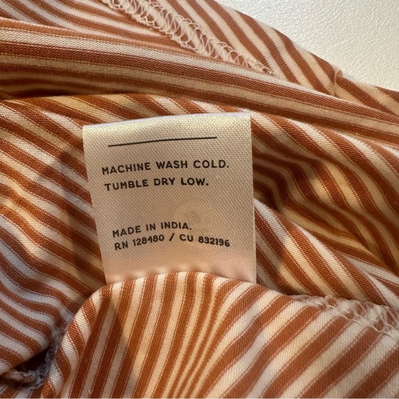 NWT Pact Organic Cotton Blend Tie Back Fit & Flare Dress In Shell Stripe - Picture 9 of 15